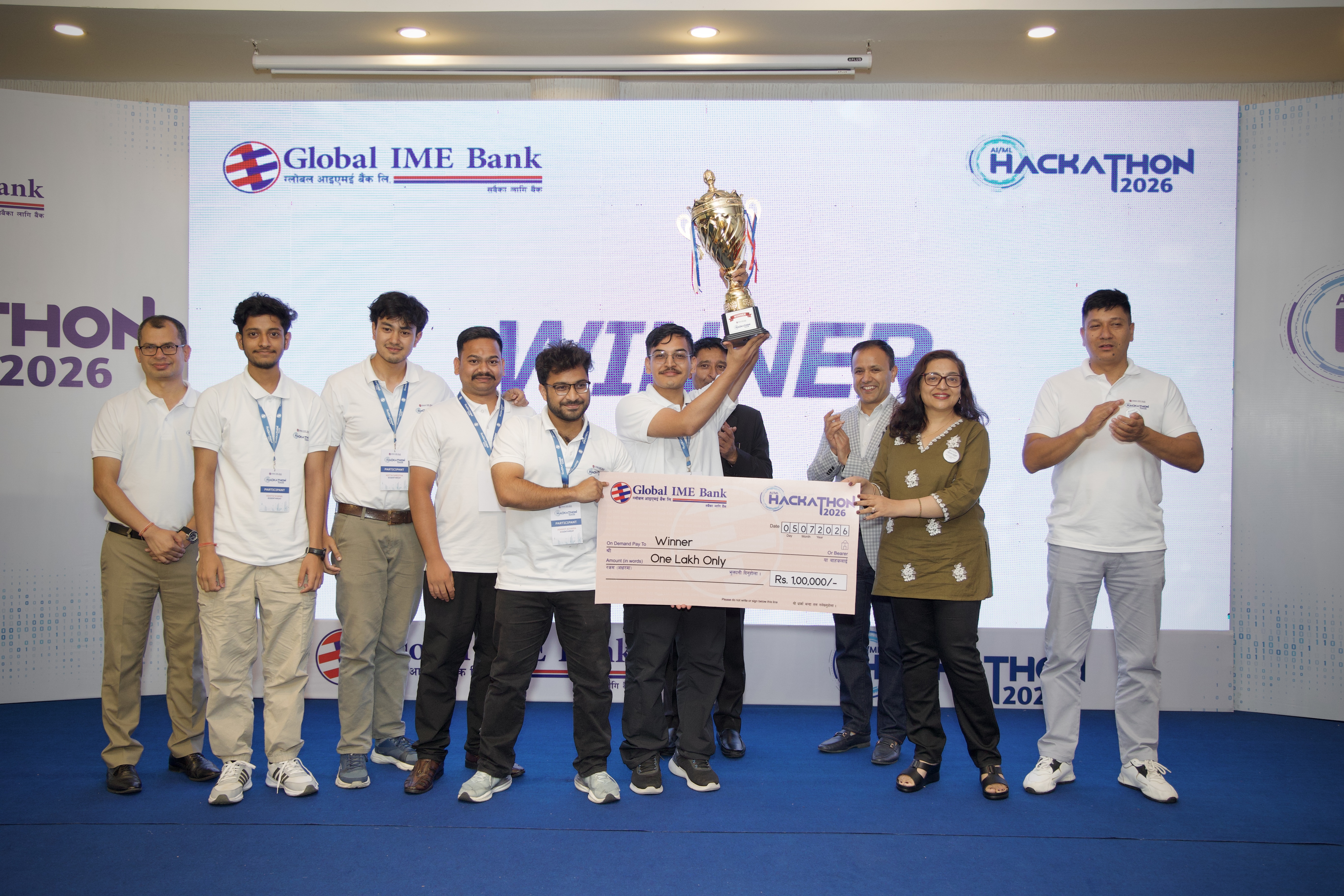 Team Eigen Threat winning the Global IME AI/ML Hackathon 2026